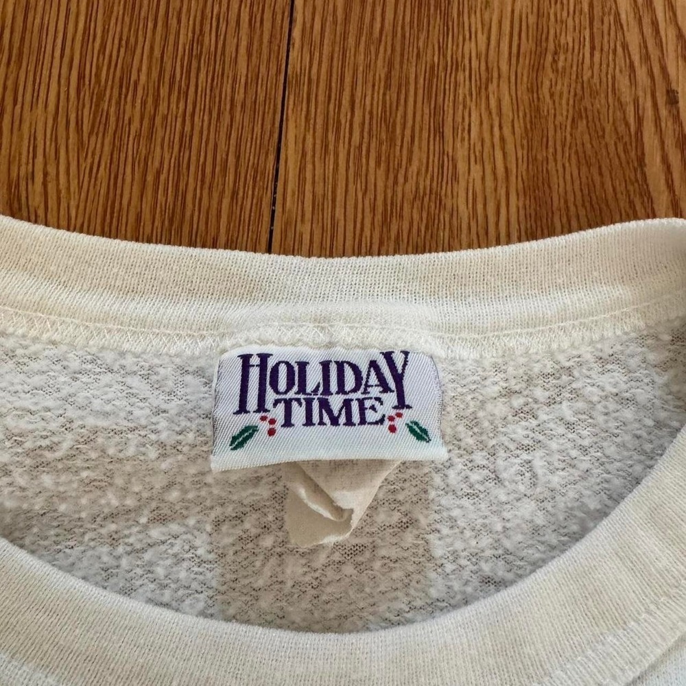 Vintage Men's Sweatshirt Winter Wonderland Snow Holiday Nature White Measure L - Picture 5 of 7